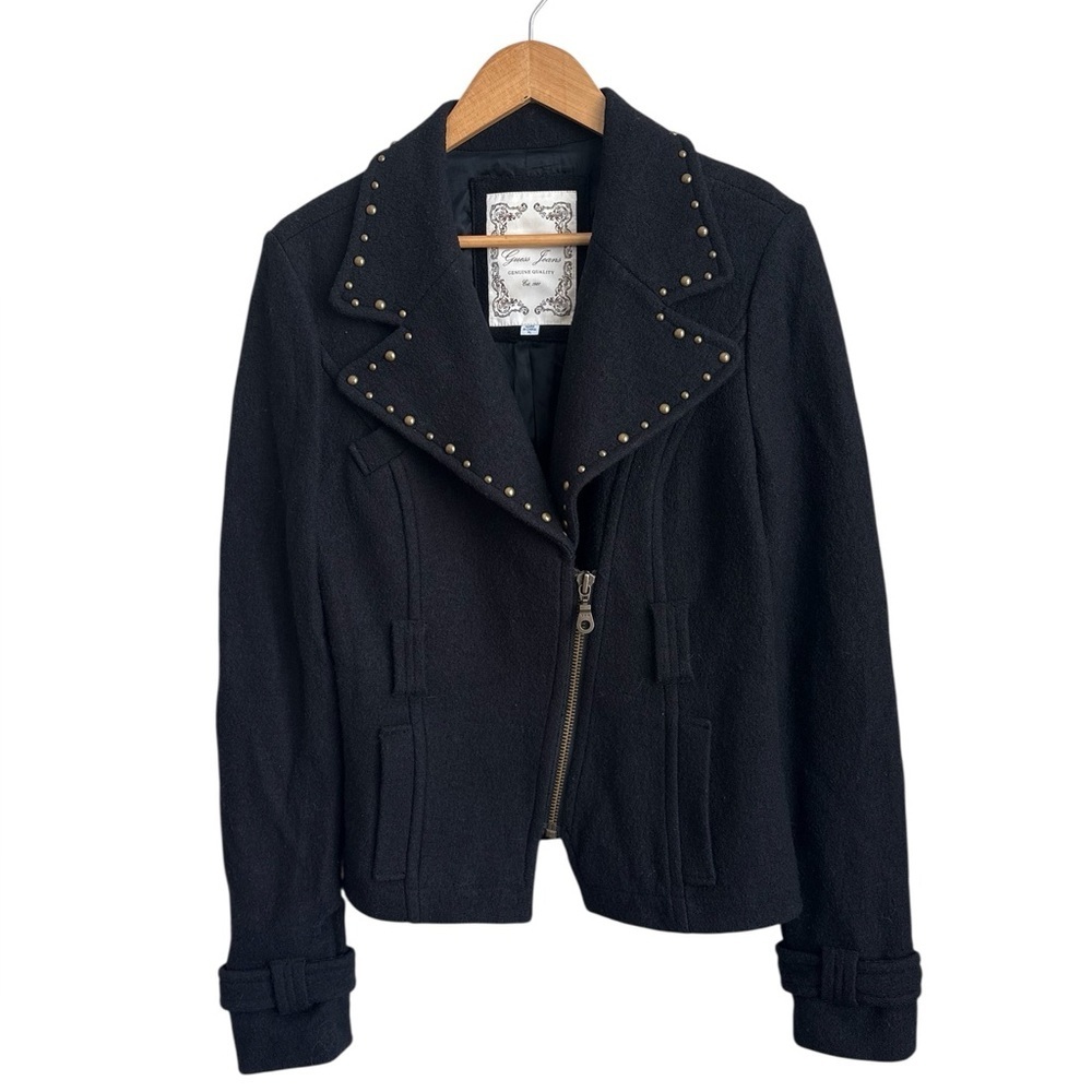 Guess Jeans Studded Wool Moto Jacket | Black Women’s XL